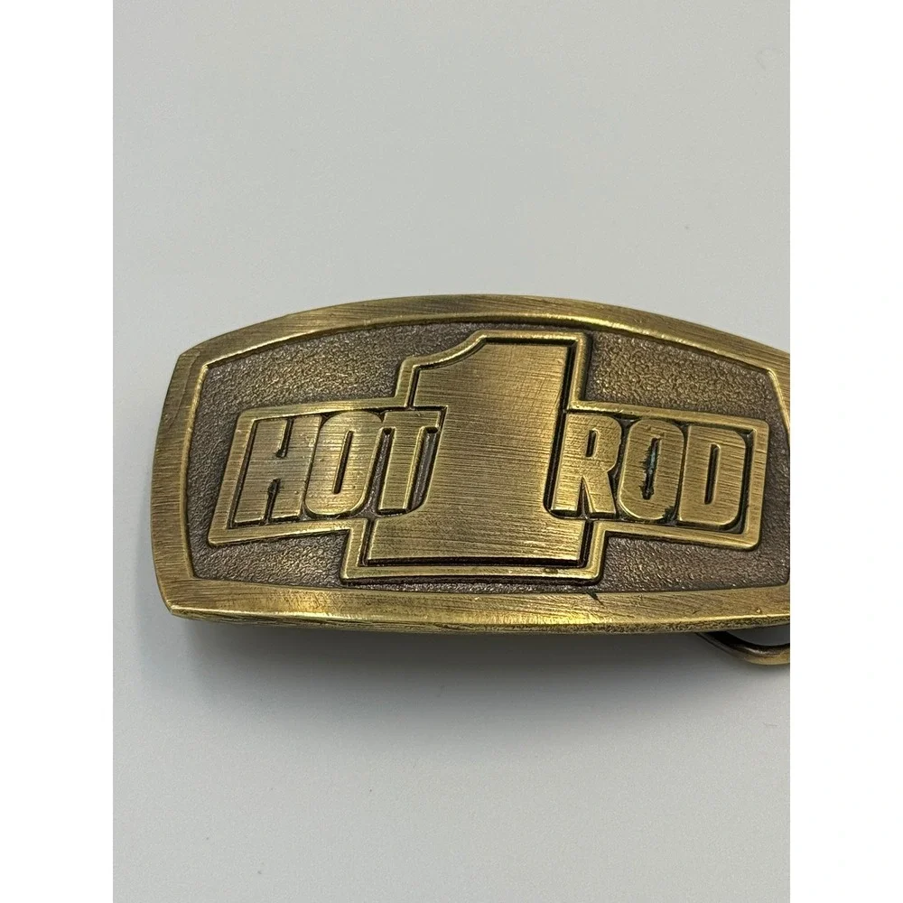 Vintage Hot Rod‎ 1 Belt Buckle Brass Tone Automotive Racing Retro Style Metal